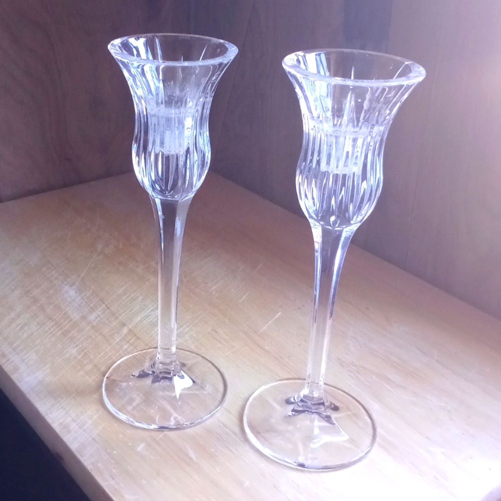 Mikasa crystal icicle candle holders